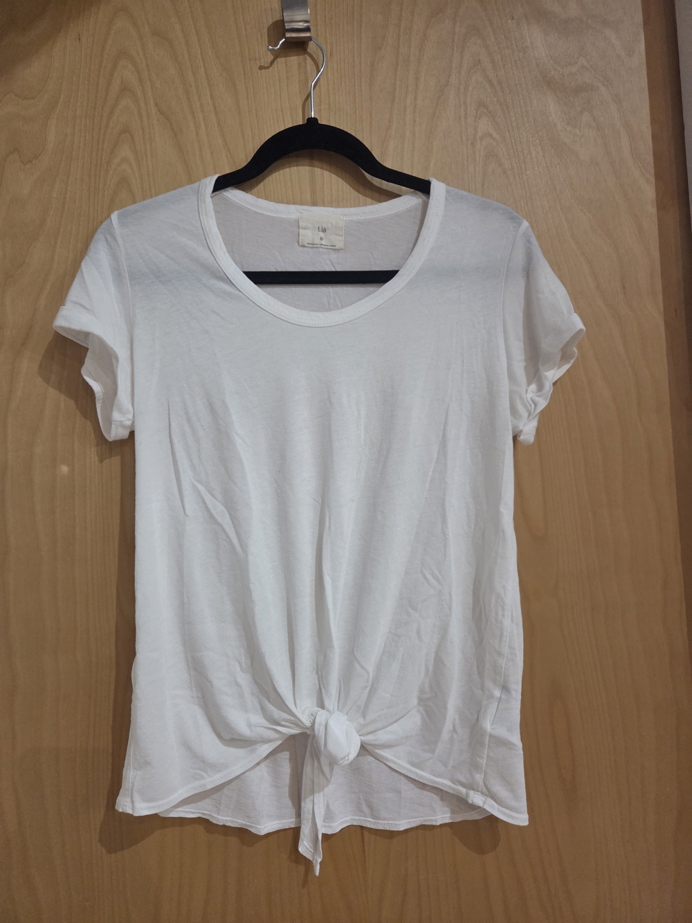 T.La White Short Sleeve Tie-Front Tee